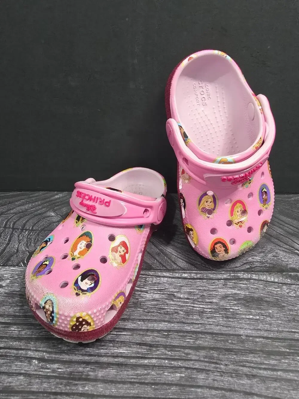 Crocs Classic Disney Princess Clogs Pink Toddler Girls Shoes Size C7 GUC